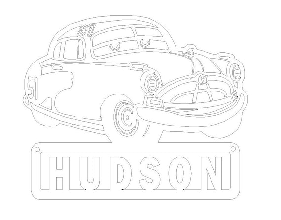 Doc hudson the fabulous hudson hornet of nascar metal art wall art personalized disney cars movie