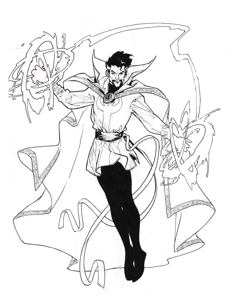 Doctor strange and his magic coloring page