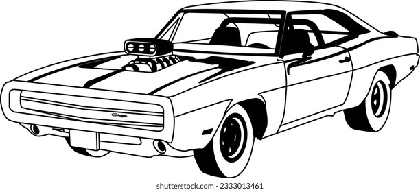Classic car dodge charger digital file stock vector royalty free