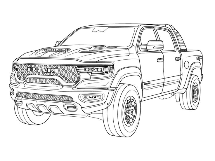 Ram line art illustration in simple car drawing cool car drawings kawaii cat drawing