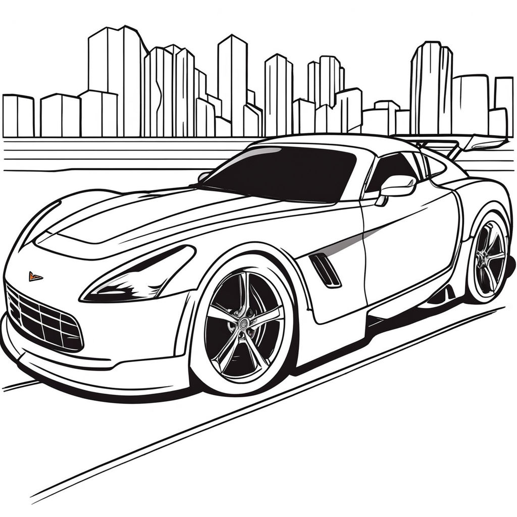 Coloring page with dodge charger car