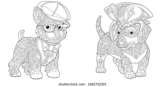 Animal coloring pages cute yorkshire terrier stock vector royalty free