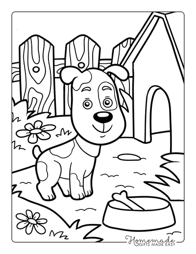 Free dog coloring pages for kids adults