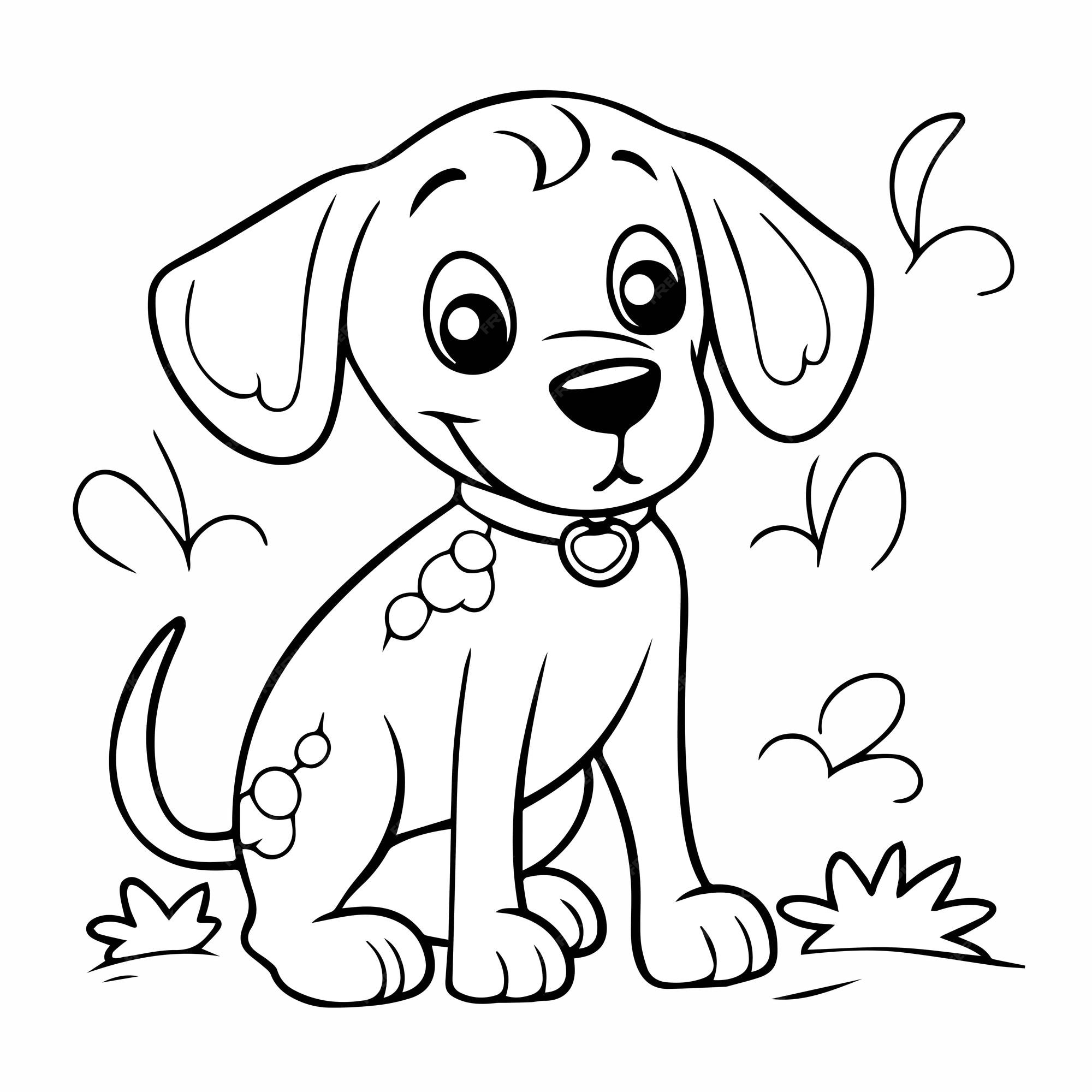 Premium vector cute dog for coloring book or coloring page for kids vector clipart