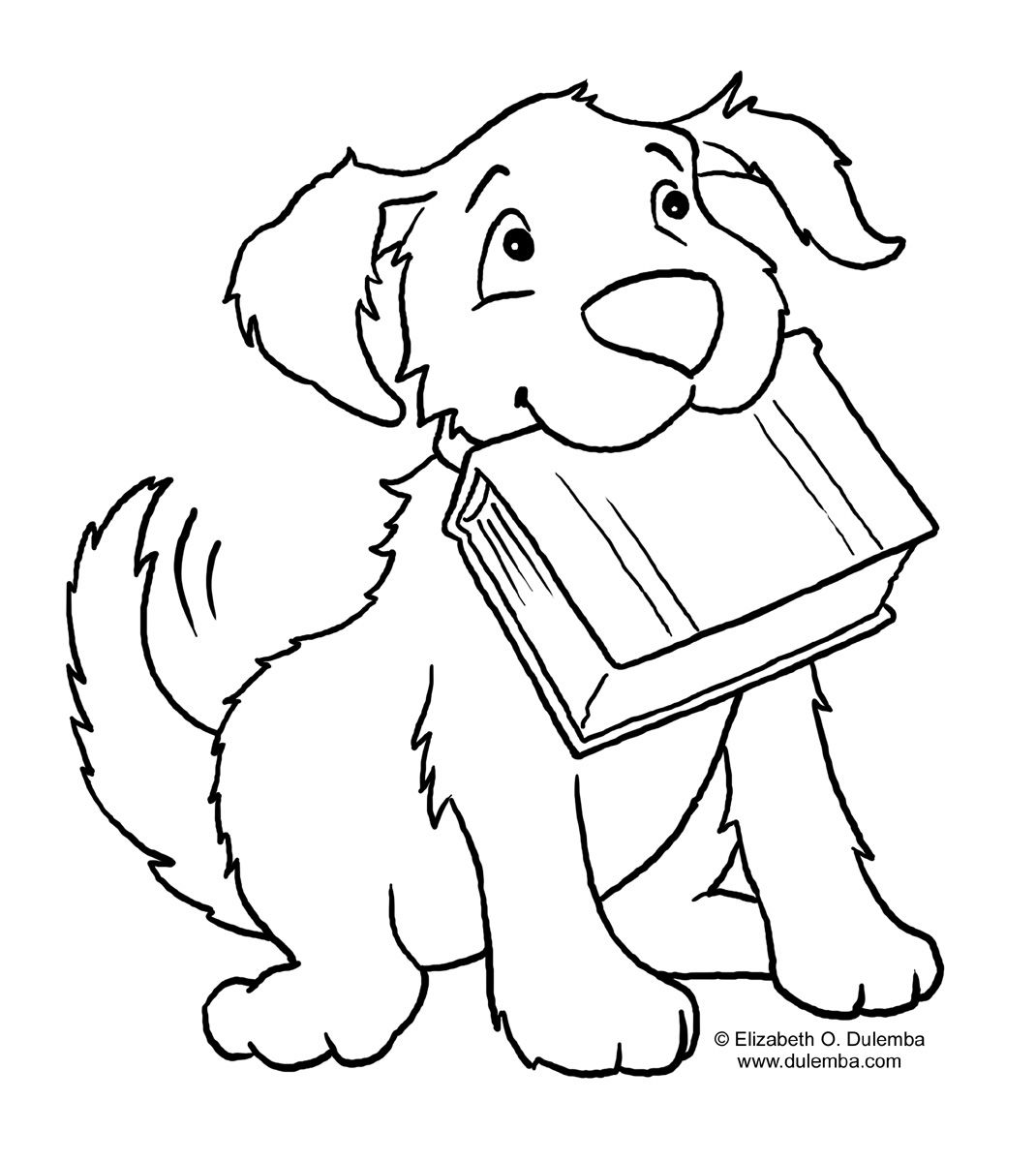 Dog and book dog coloring page animal coloring pages easy coloring pages