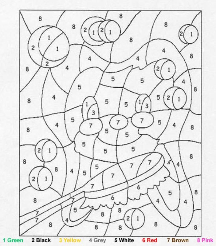 Animal color by number coloring pages