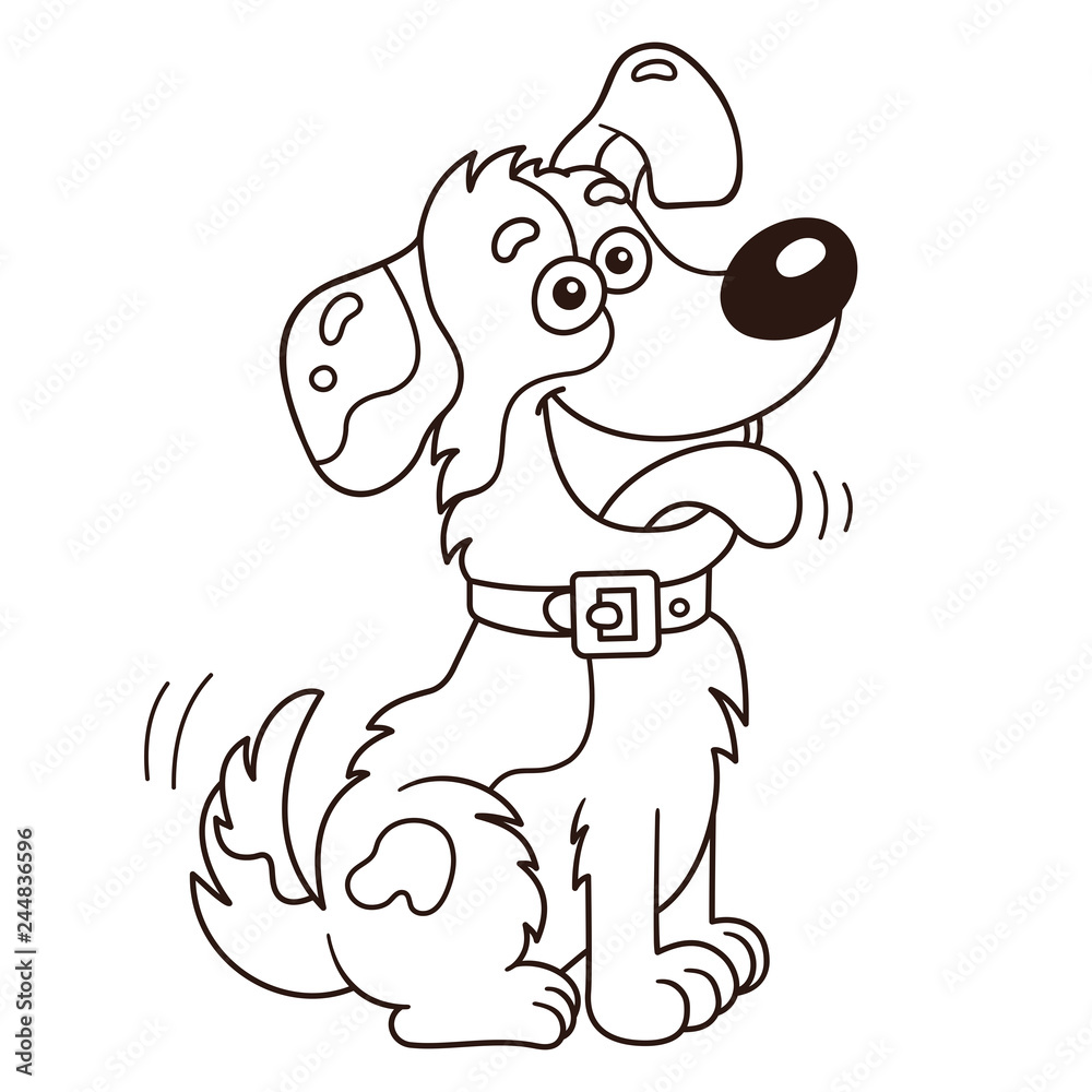 Coloring page outline of cartoon dog coloring book for kids vector