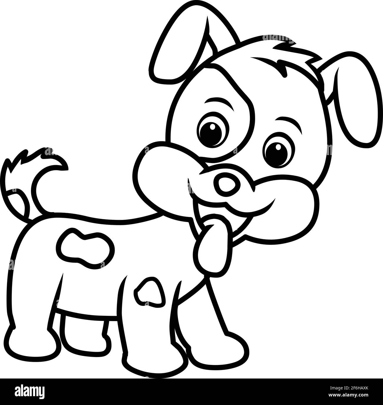 Cartoon dog happy puppy coloring page vector illustration stock vector image art