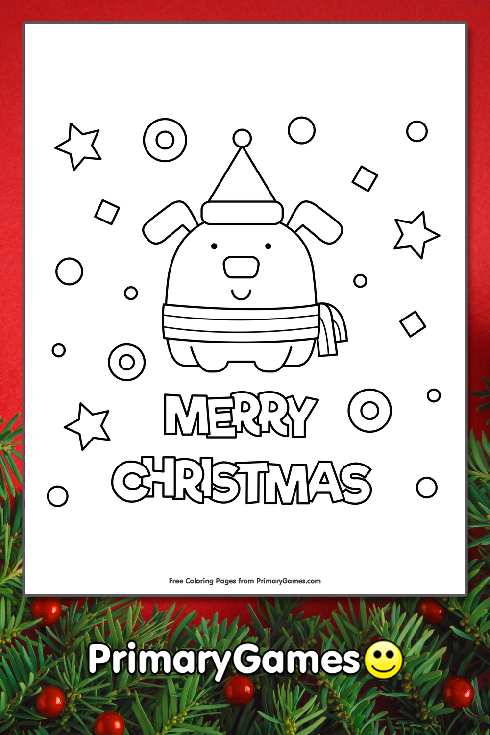 Merry christmas dog coloring page â free printable pdf from