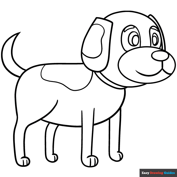 Easy dog drawing for kids coloring page easy drawing guides