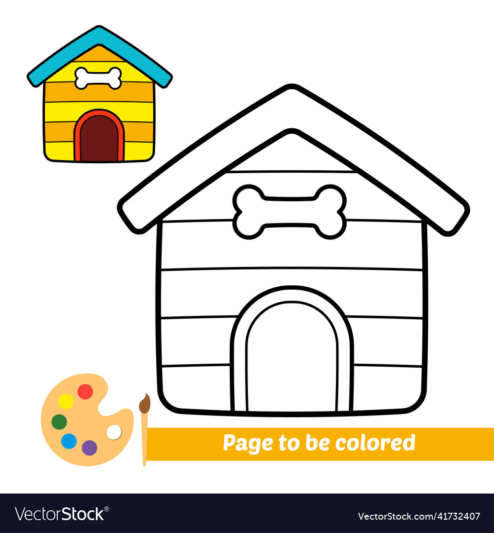 Coloring book for kids dog house royalty free vector image