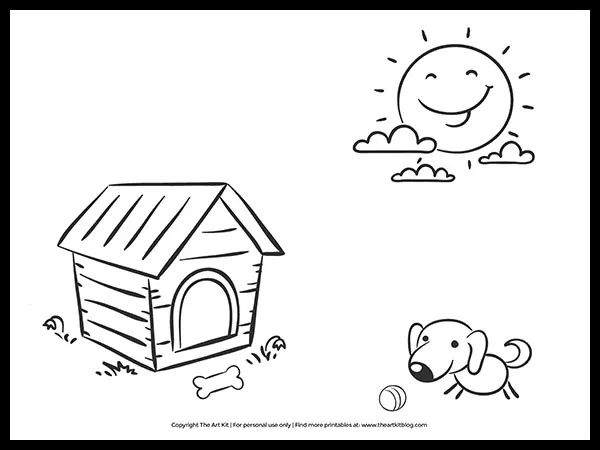 Cute free dog house coloring page for kids â the art kit