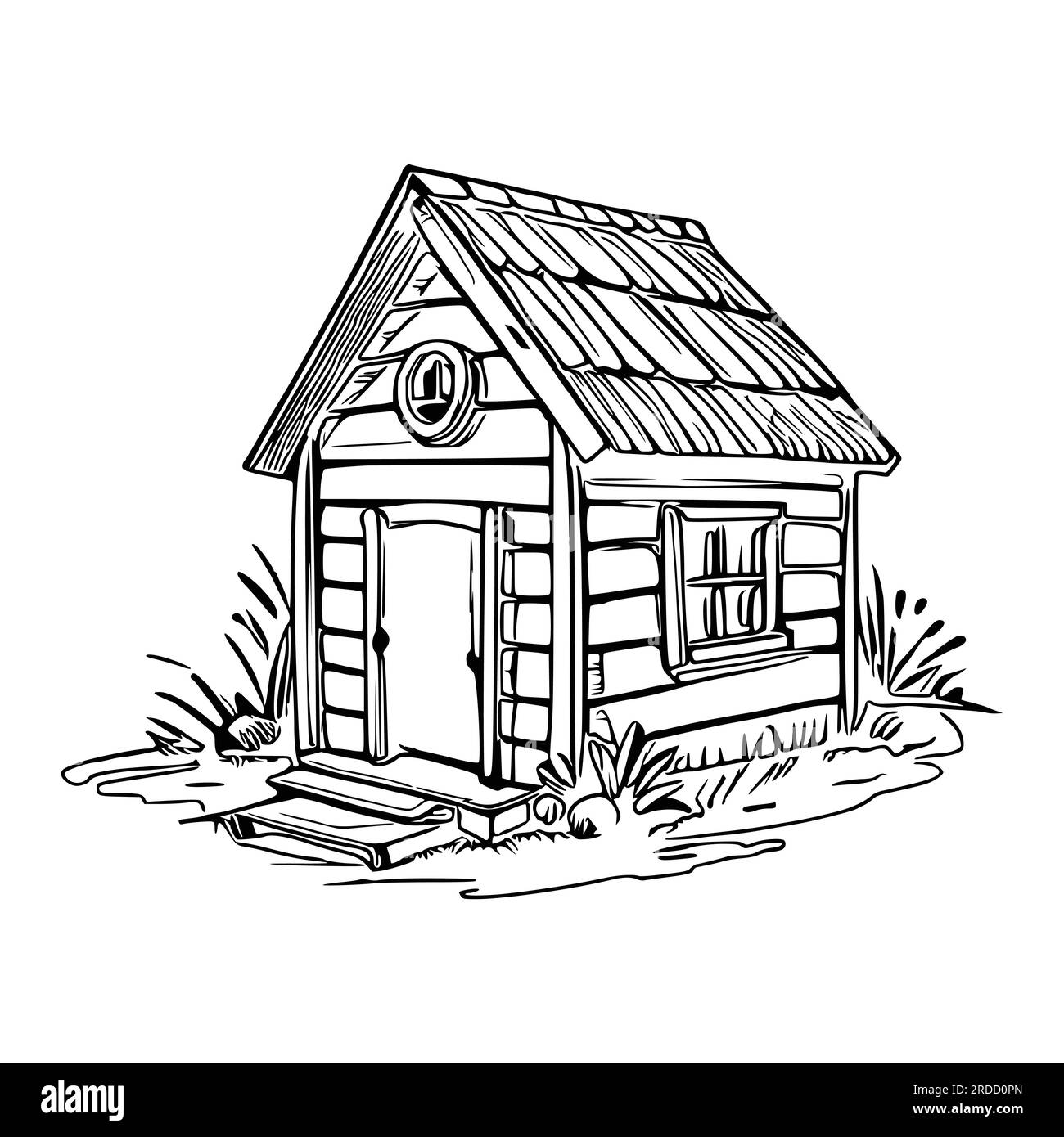 Dog house coloring book dog house coloring page black and white drawing for coloring pages vector illustration stock vector image art