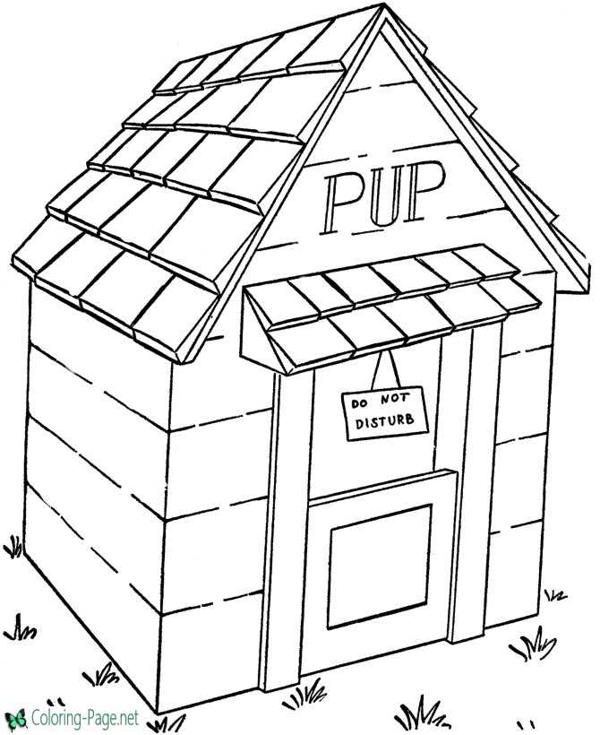 Dog house coloring pages