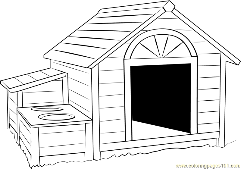 Huge dog house coloring page for kids