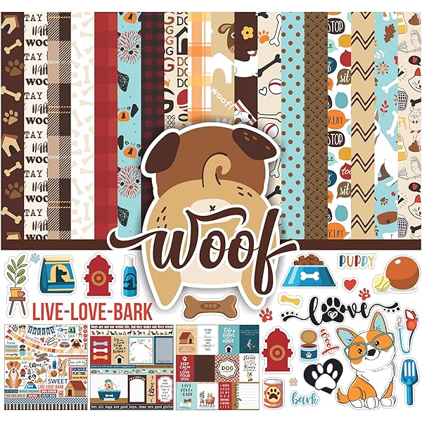 Inkdotpot pet dog theme collection doublesided scrapbook paper kit cardstock x card making paper pack of with sticker sheet