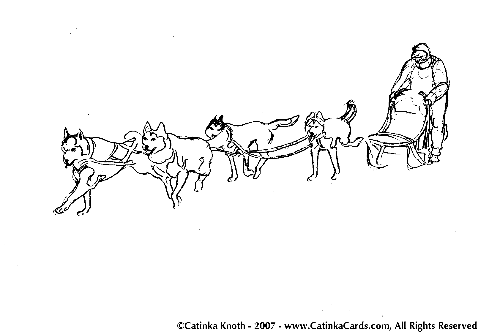 Coloring page dog sled transportation â printable coloring pages