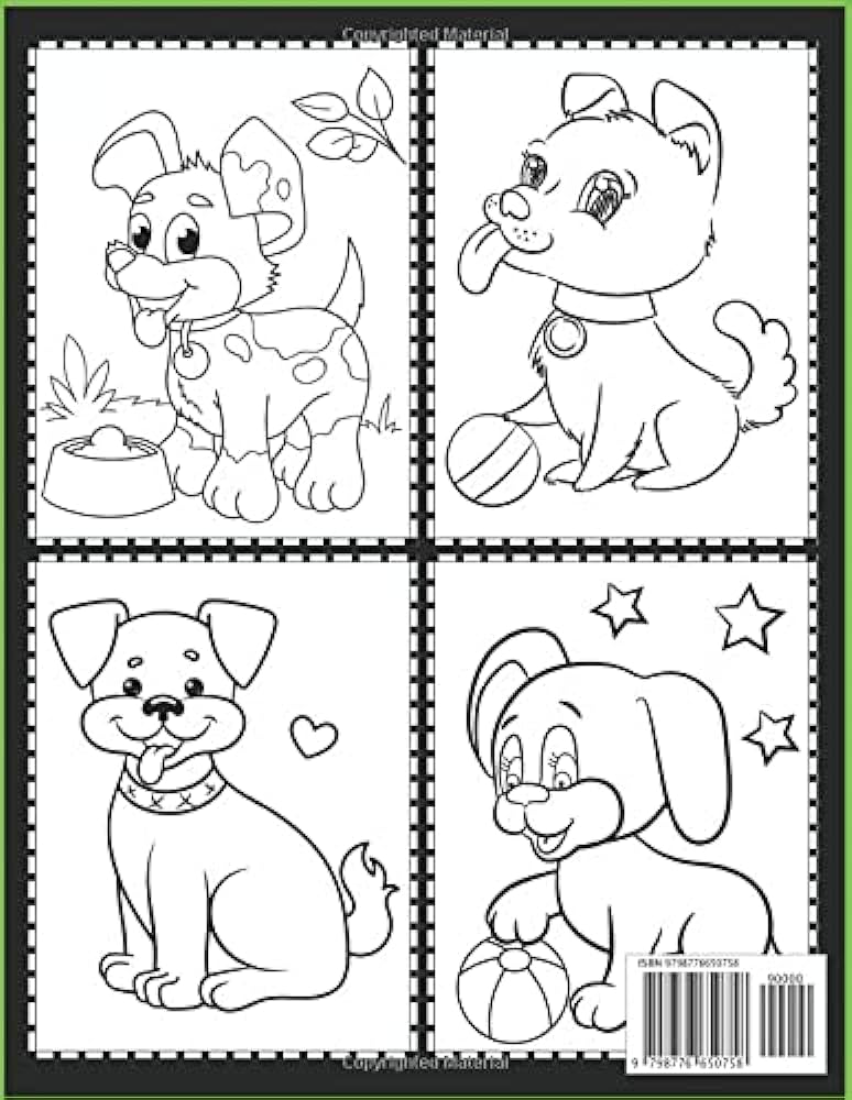 Dogs coloring book for kids dog coloring book for kids coloring and activity pages for children who love cute animals gift for boys and girls with dogs puppies â with solutions
