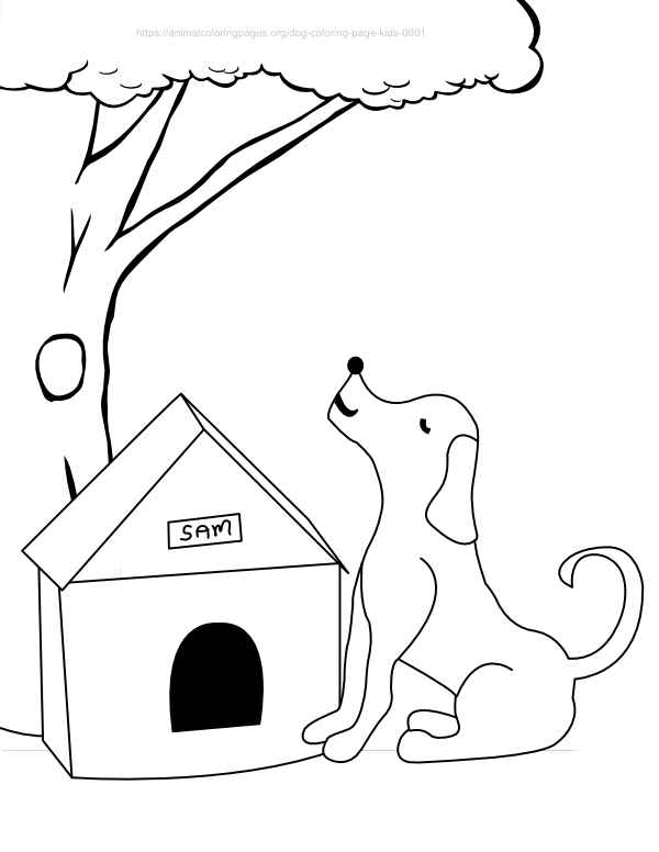Free dog with doghouse coloring sheet