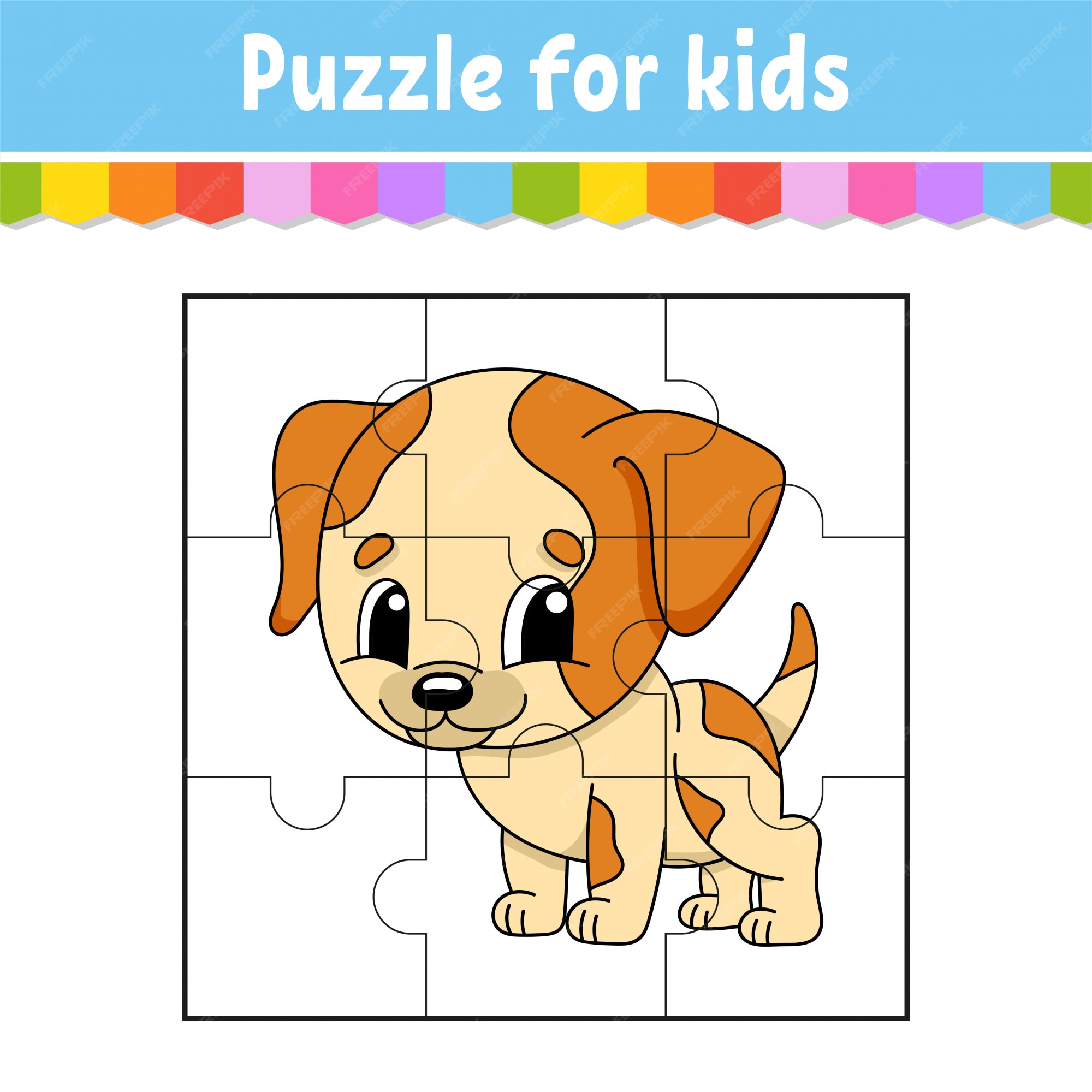 Premium vector puzzle game for kids jigsaw pieces color worksheet