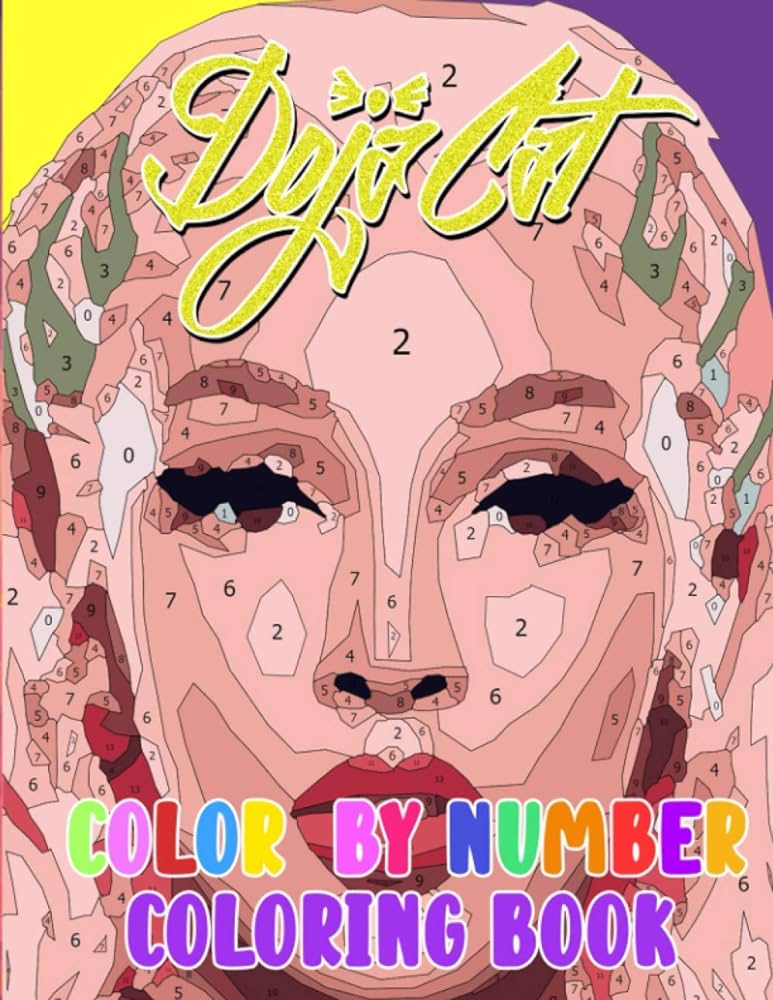 Doja cat color by number celebrity music artist illustration color number book for adults fans creativity gift harrison henry books