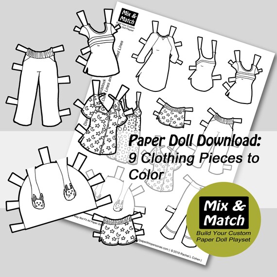Printable paper doll sleepover set coloring pages for kids digital download coloring book pdf paper doll coloring page instant download