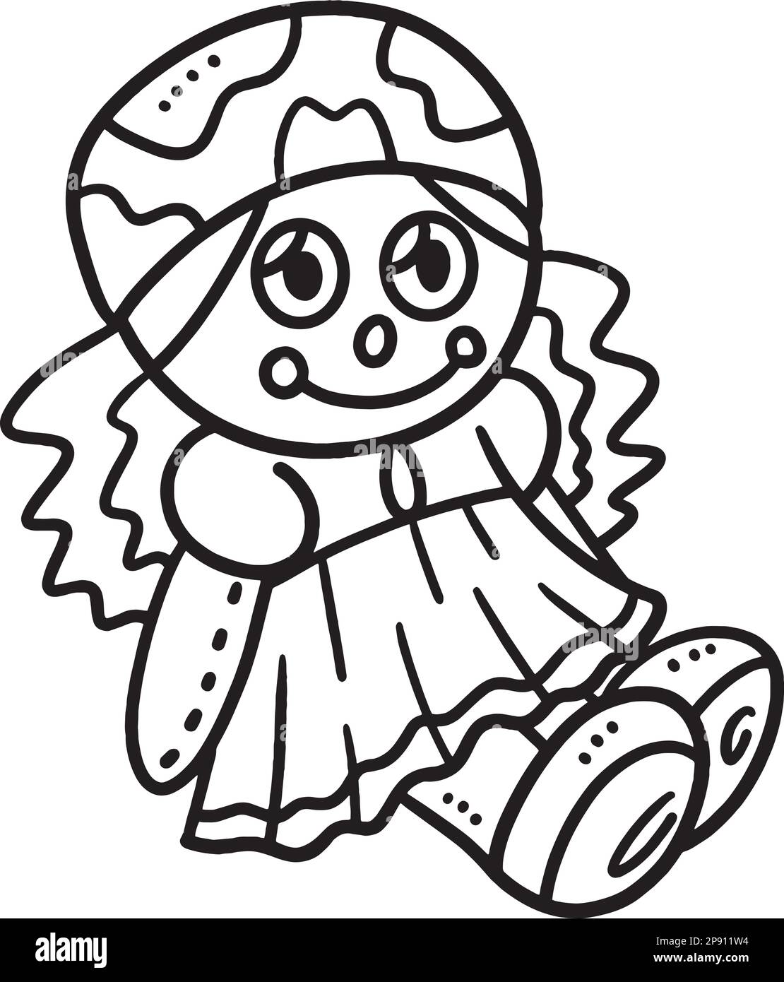 Doll girl isolated coloring page for kids stock vector image art