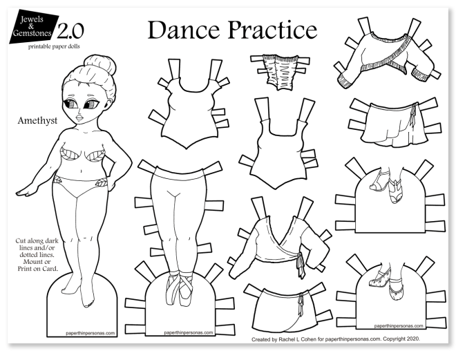 Dancer paper doll with practice clothing â paper thin personas