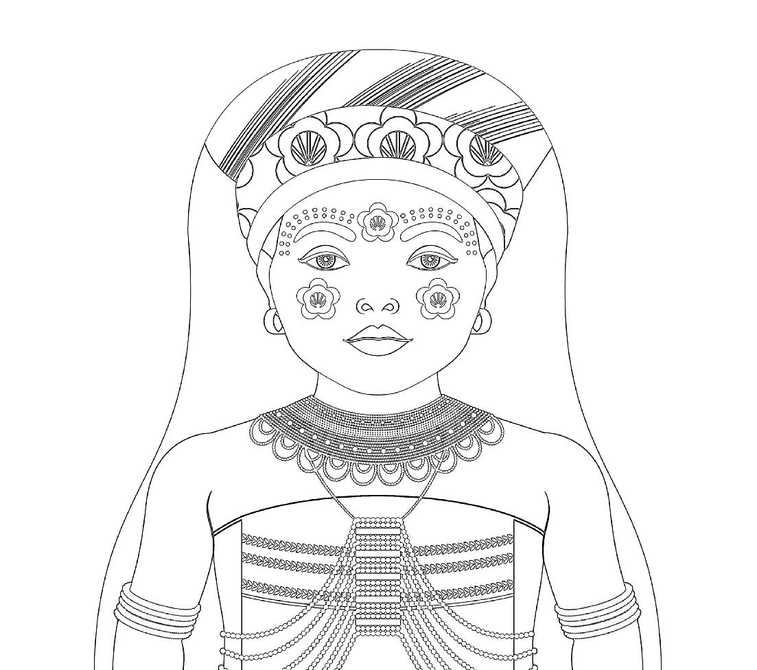 South african xhosa coloring sheet printable file traditional folk dress matryoshka doll