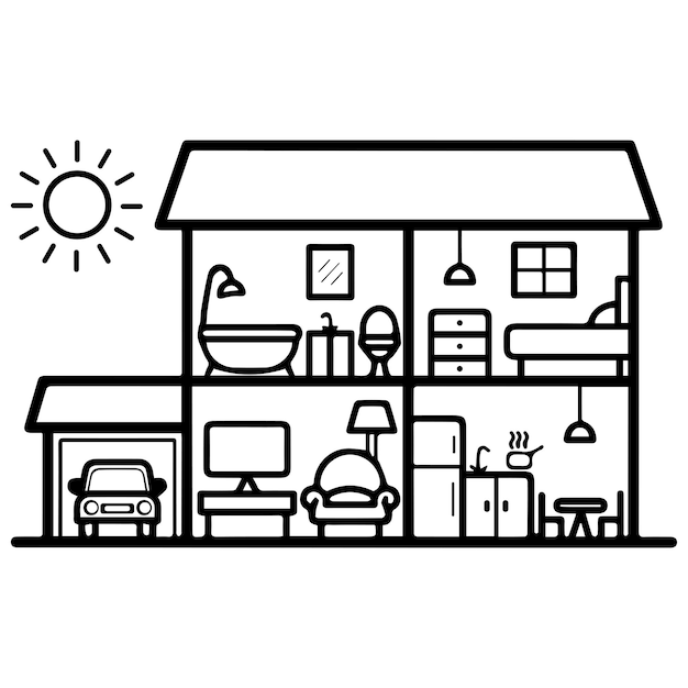 Premium vector doll house coloring page for kids vector illustration eps and image