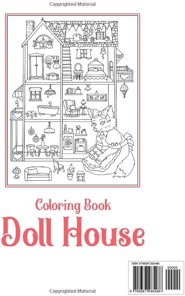 Doll house coloring book super cute coloring pages with beautiful little houses designs for all ages stress relief relaxation and creativity reese waylon books