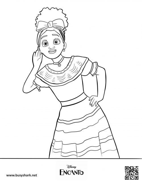 Encanto free printable coloring page dolores