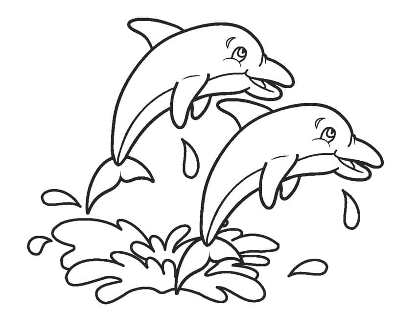Two dolphins coloring page