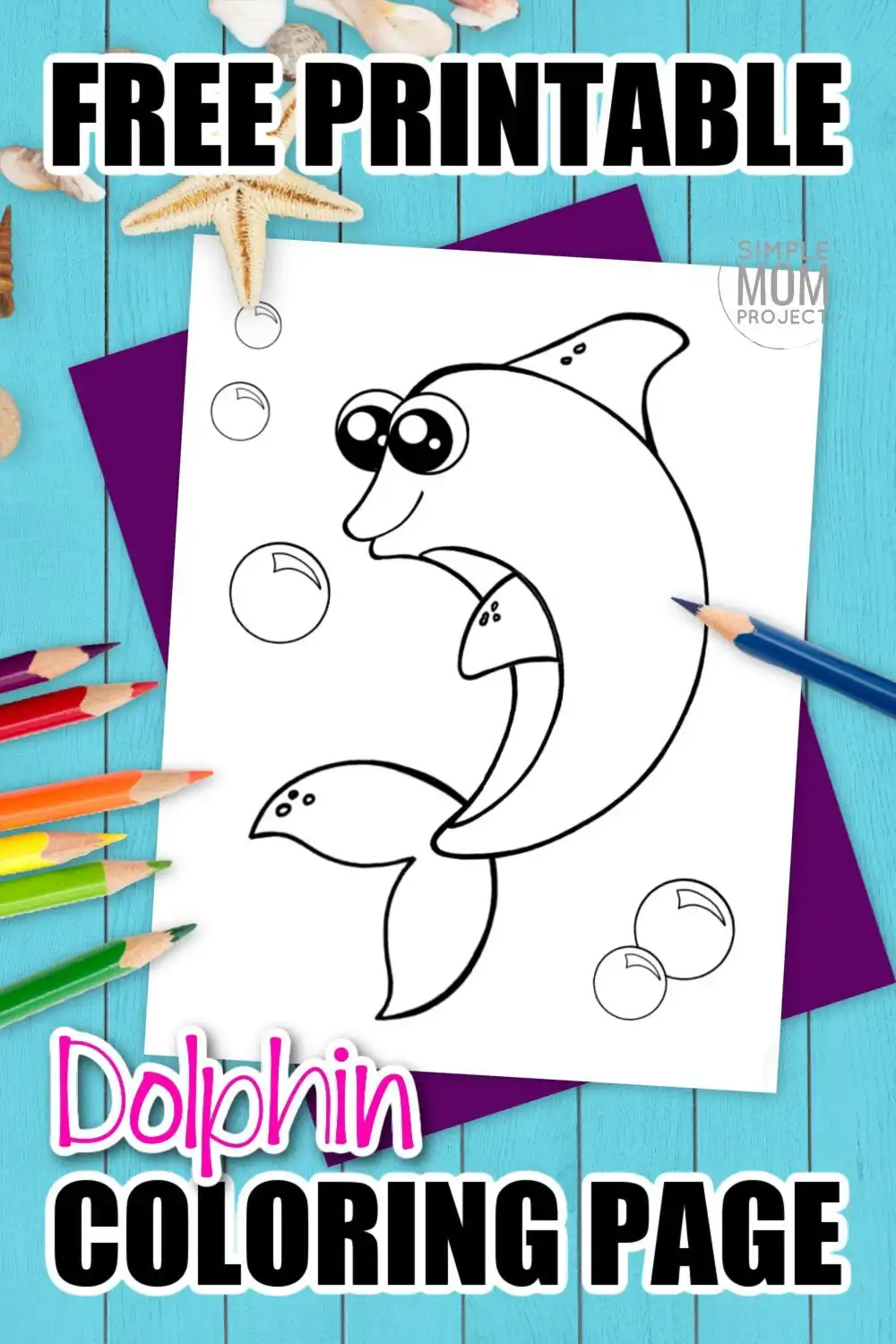 Free printable dolphin coloring page â simple mom project