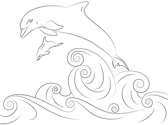 Dolphins jumping out of water coloring page ausmalbilder delfin malen malvorlagen tiere