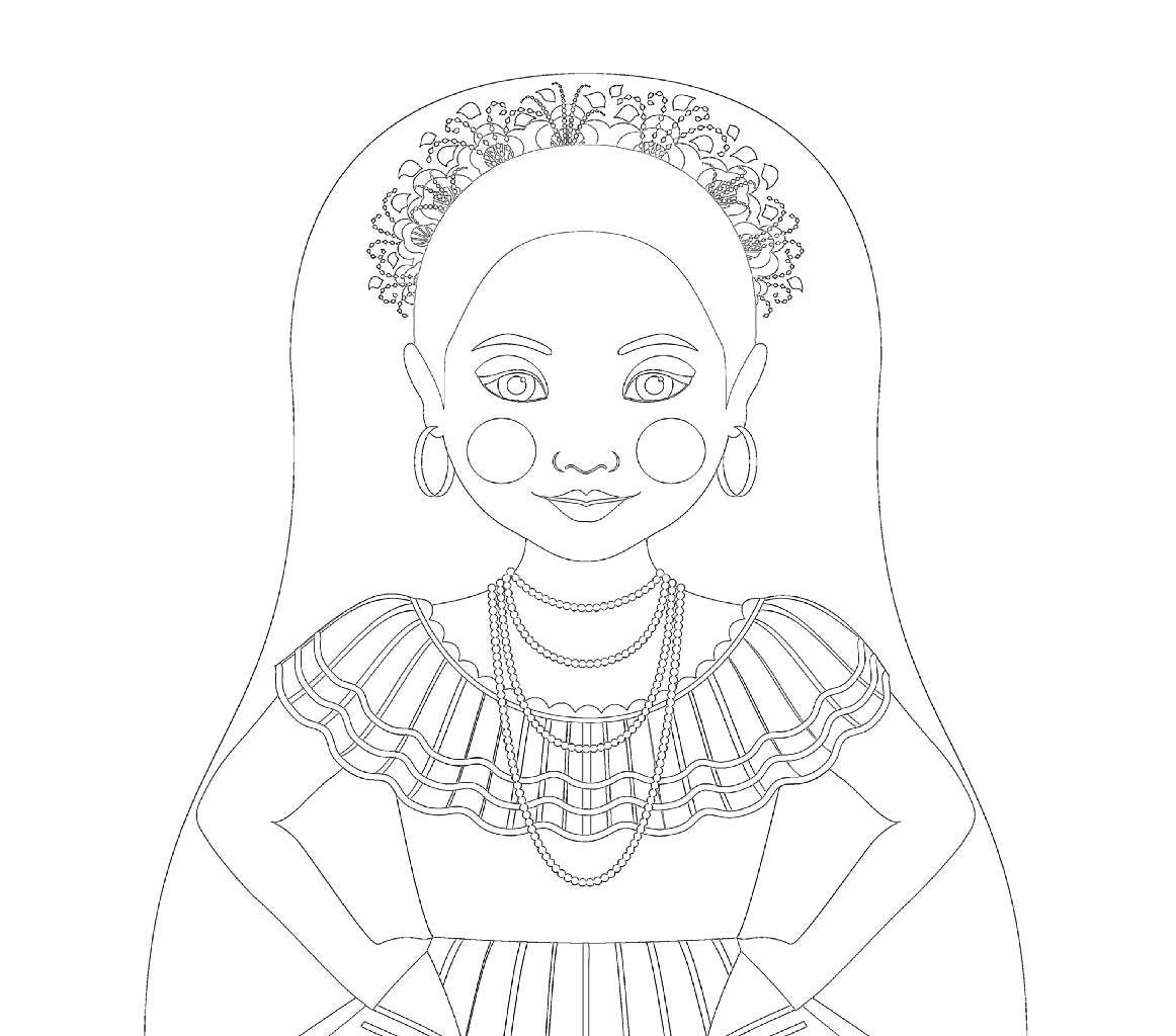 Nicaraguan coloring sheet printable file traditional folk dress matryoshka doll