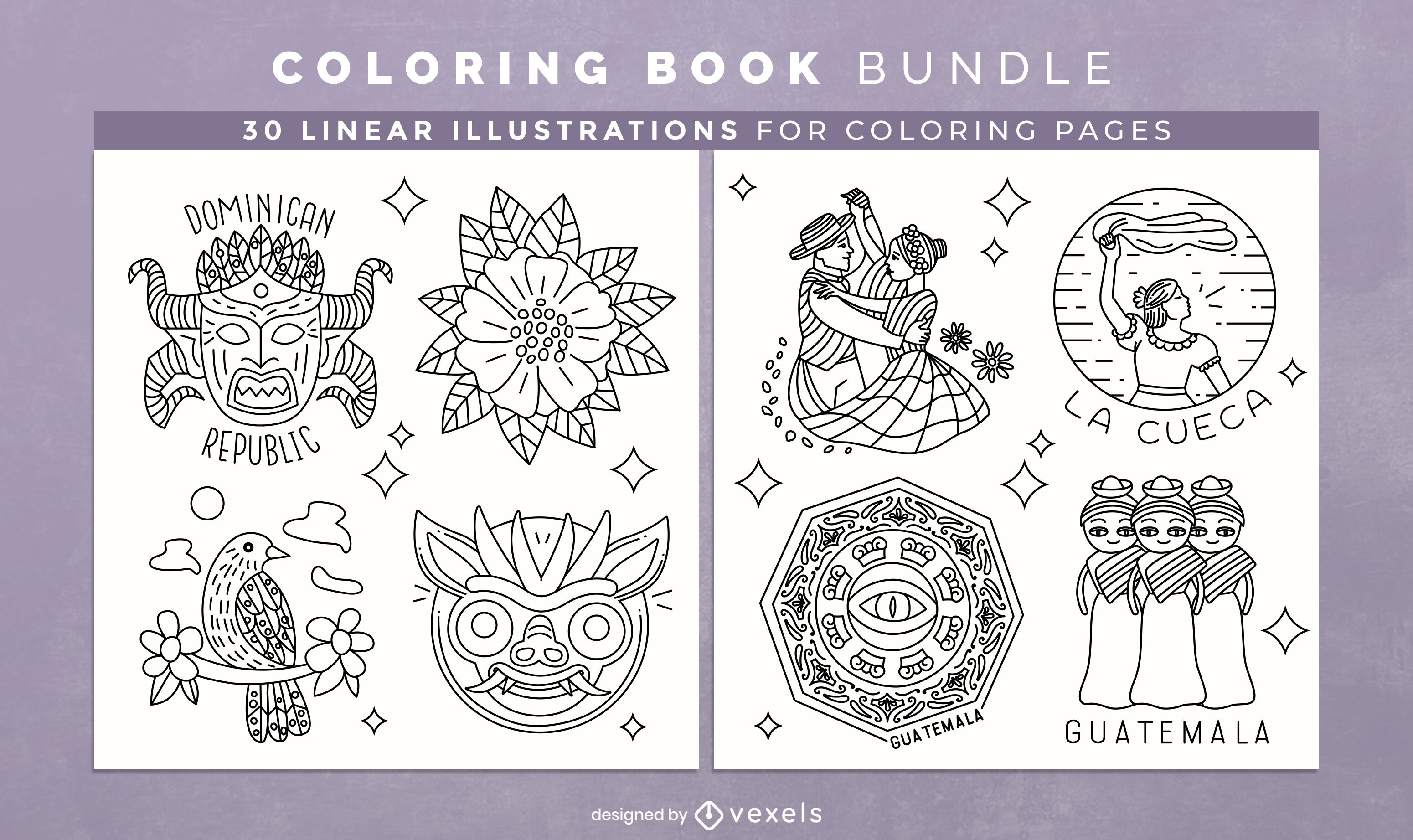 Latin america coloring book interior design vector download