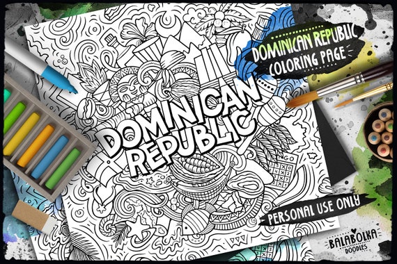 Dominican republic digital coloring page travel adult