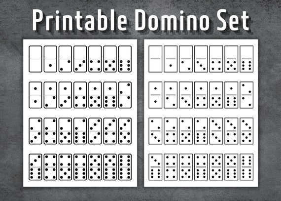 Printable domino set dominoes template set printable dominoes domino game dominoes night dominoes set instant download