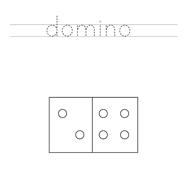 Premium vector trace the letters and color cartoon domino handwriting practice for kids
