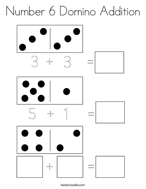Number domino addition coloring page