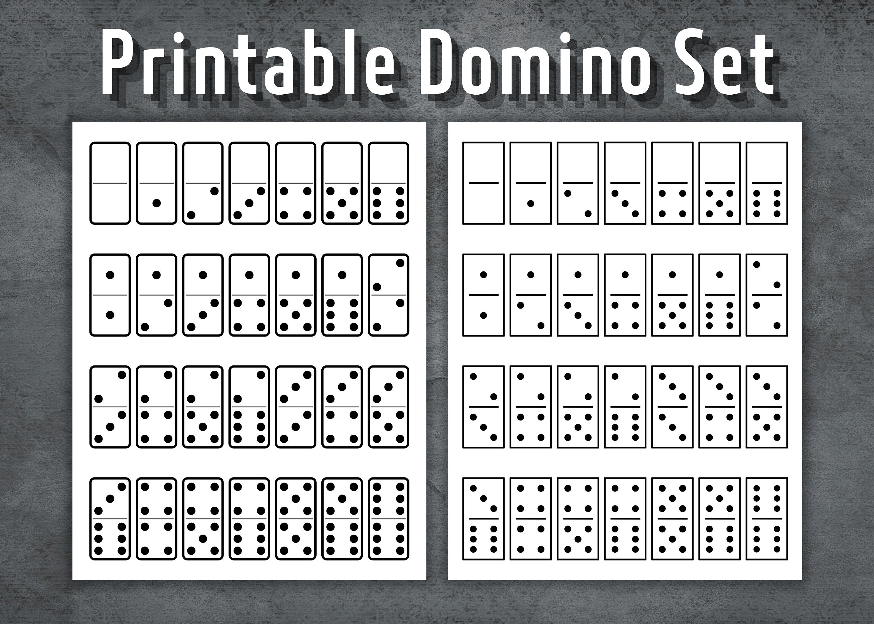 Printable domino set dominoes template set printable dominoes domino game dominoes night dominoes set instant download
