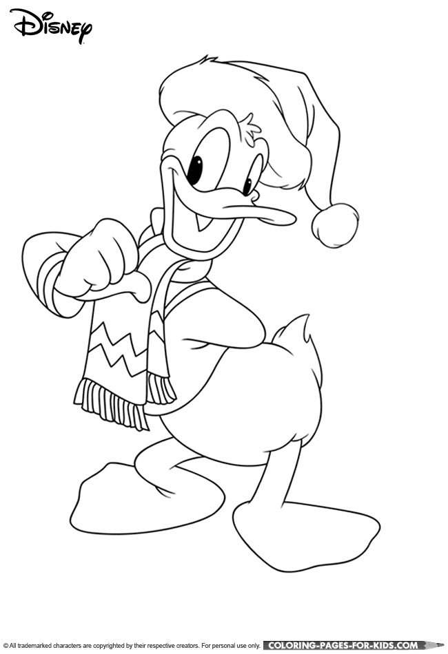 Donald duck christmas coloring page