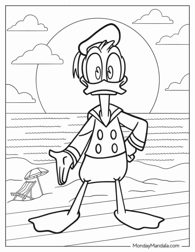 Donald duck coloring pages free pdf printables