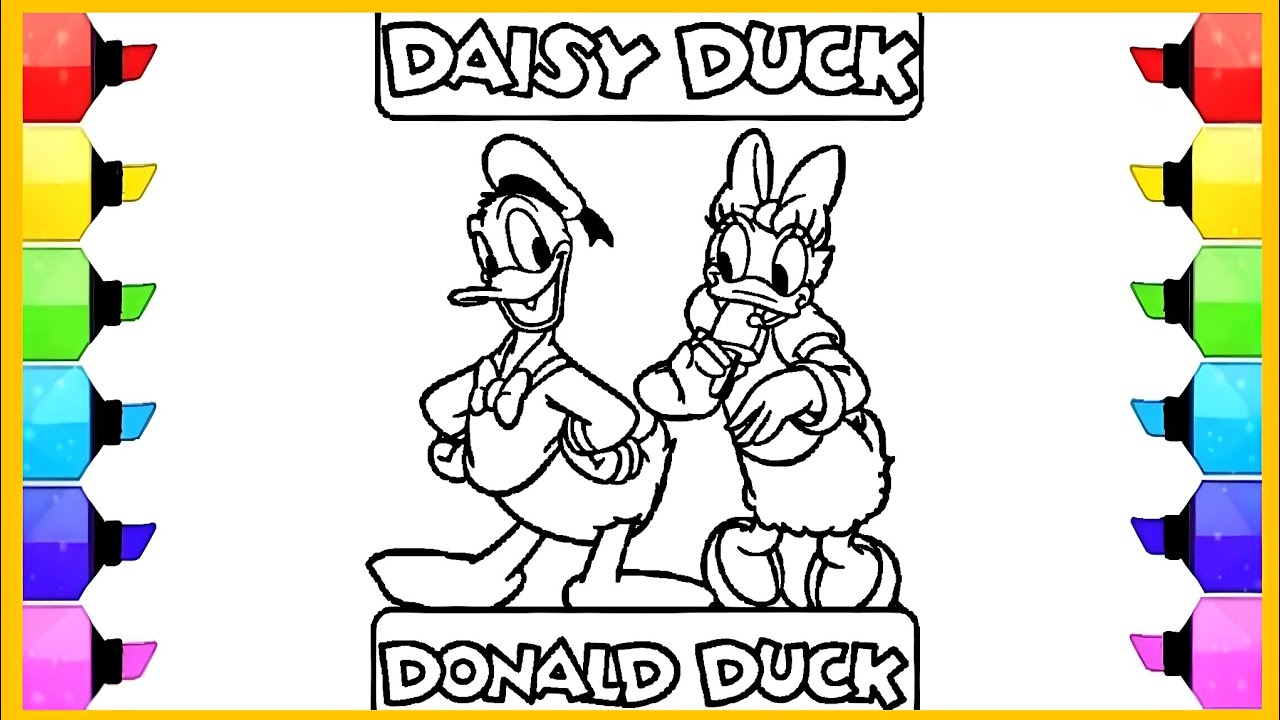 Donald duck and daisy duck drawing easy drawing painting and coloring pages for kids toddlers