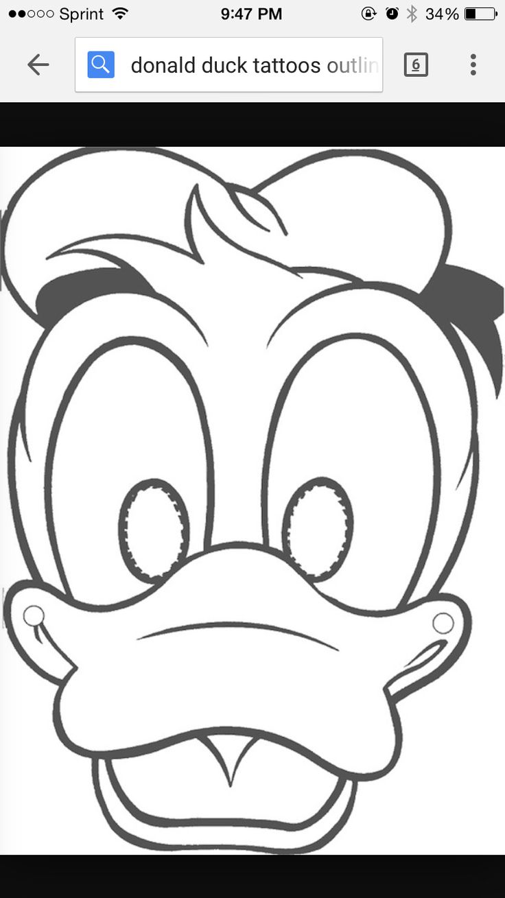 Outline tattoo of donald duck duck mask printable halloween masks coloring pages