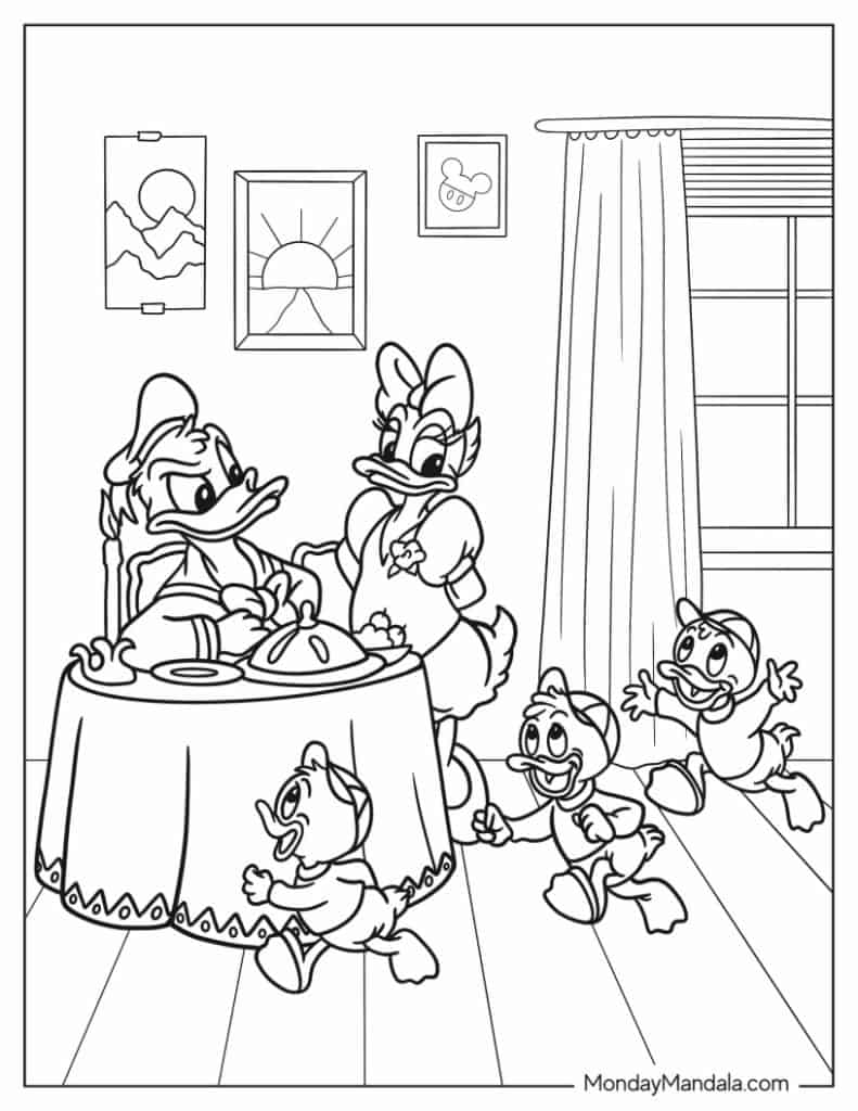 Donald duck coloring pages free pdf printables