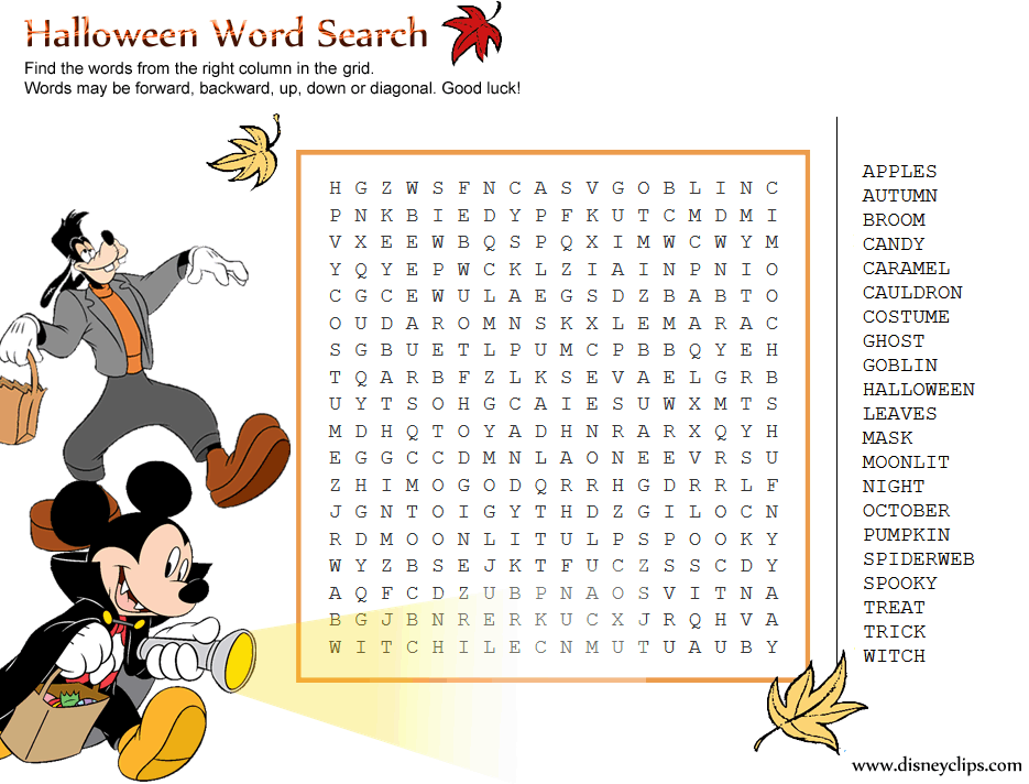 Printable disney halloween games