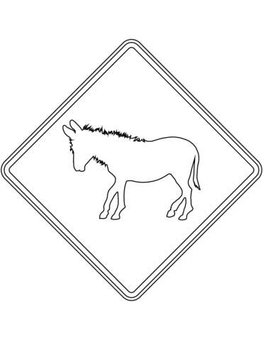 Donkey crossing sign in the usa coloring page free printable coloring pages