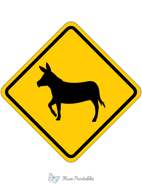 Printable donkey crossing sign